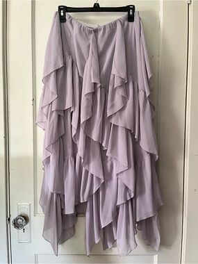 Lilac Asymmetrical Ruffle Maxi Skirt